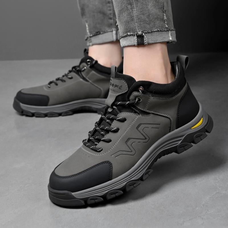 Fashion Comfortable Toe Breathable Travel Boots Suede High Top Walking Shoes Men's Outdoor Motorcycle Boots Lace-up Casual Hiking Shoe