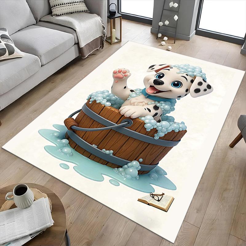 1PC Dalmatian, Bath Non-Slip Floor Carpet Compatible for Office&Living Room&Dining Room - Flat-Weave Machine- Soft & Pattern-E326