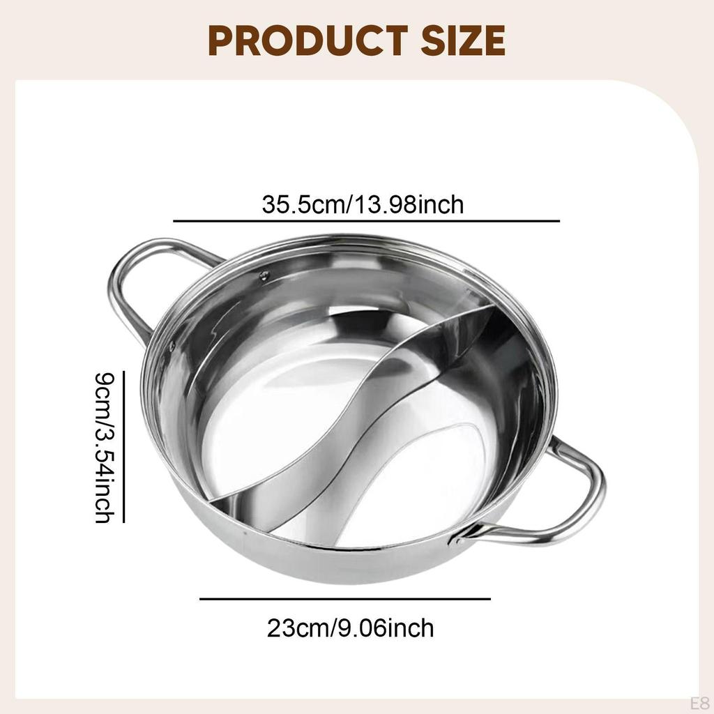 Edelstahlgeteilter Topf Kochen Vielseitig mit tragbaren Griffen Doppelte Geschmacksrichtung Suppe