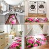1Pcs Butterfly Flying On The Pink Rose Kitchen Rug Anti-Fatigue Kitchen Rug Waterproof Non-Slip Rugs Set Runner Rug Bedside Rug Absorbent Carpet