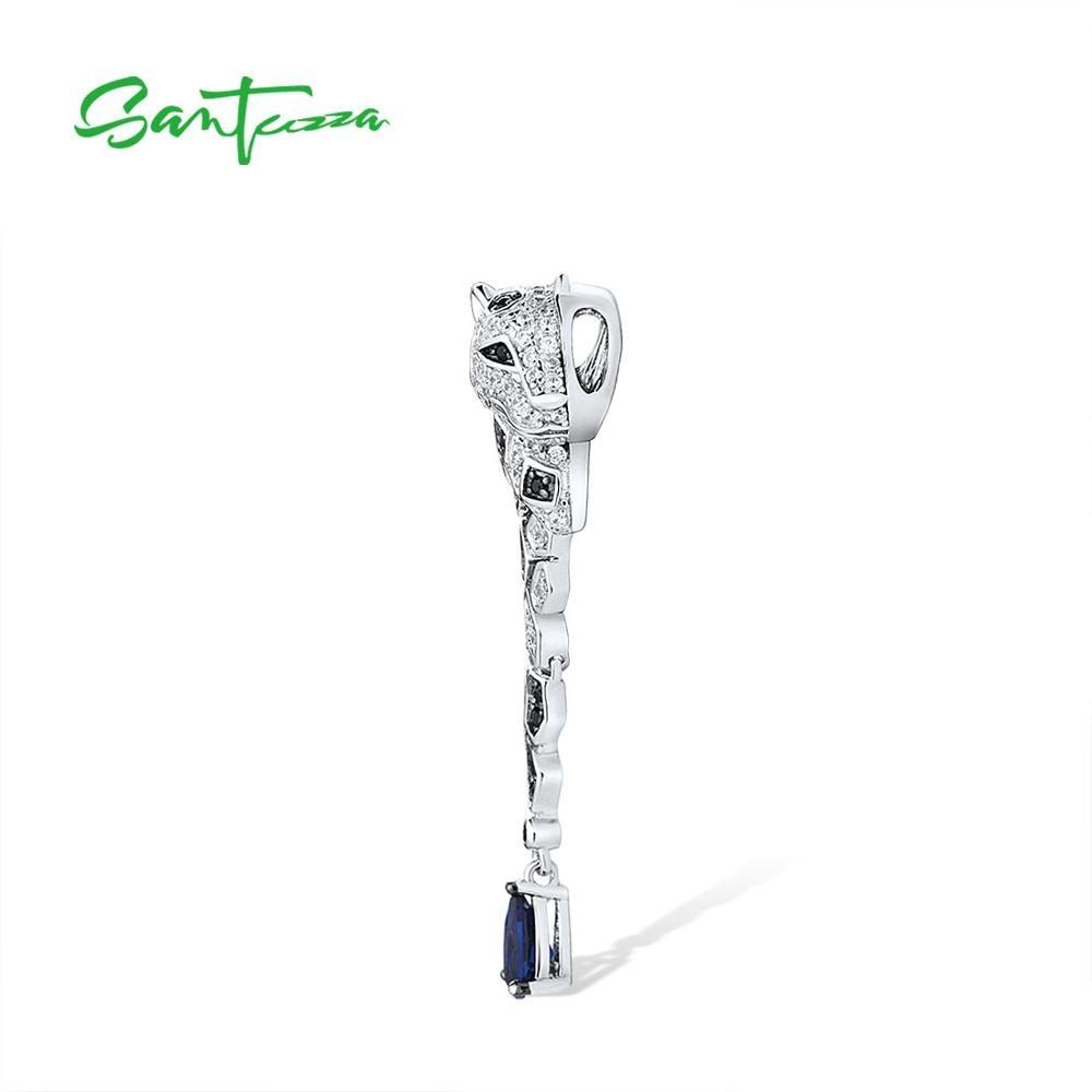 Silver Pendant For Women Authentic 925 Sterling Silver Leopard Panther Sparkling Black Spinel Trendy Party Fine Jewelry