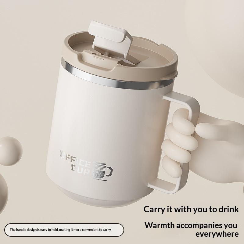 Double Wall Insulated Coffee Mug Scratch Resistant 304 Stainless Steel Coffee Cup with Handle for Office Workplace