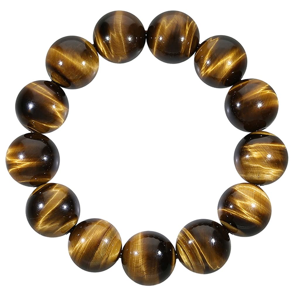 [Shinjuku Gin no Kura] Top Grade Yellow Tiger Eye 5A Bracelet, Large 16mm Beads, Approx. 19.5cm (Men's L, Women's LL Size), Natural Stone Prayer