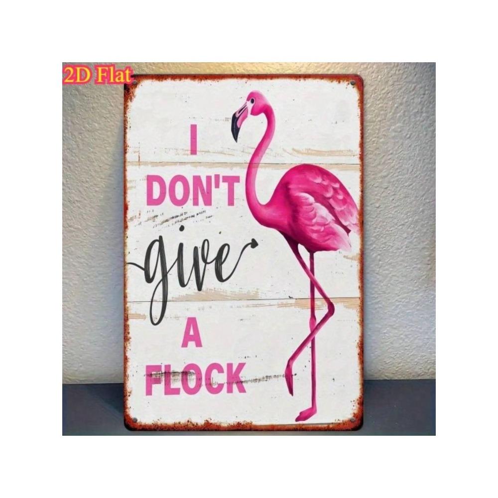 Pink Flamingo Metal Wall Art Retro Farmhouse Decor I Don't Give a Flock Sign