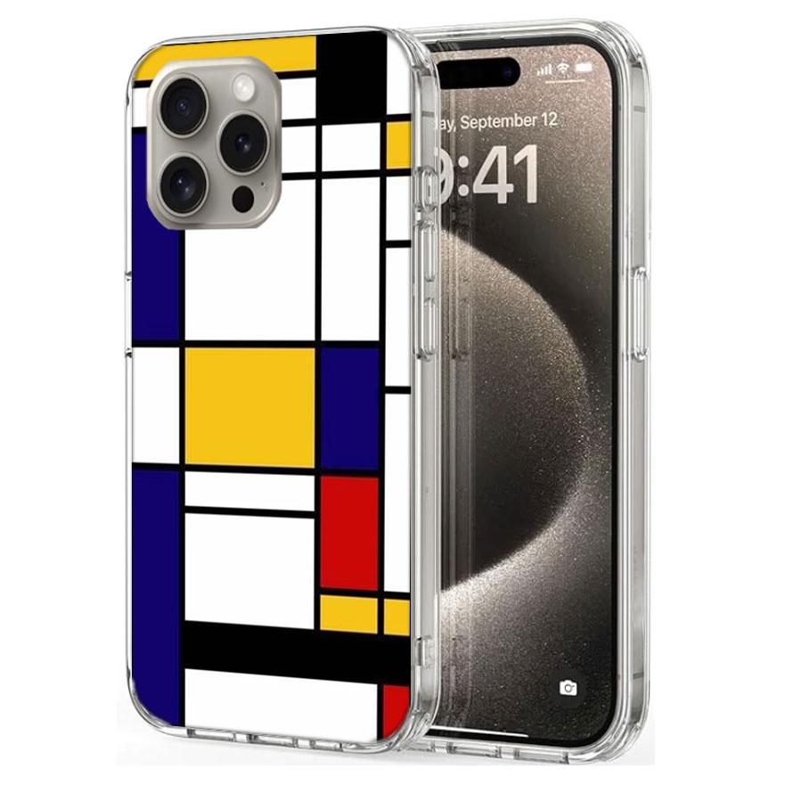 TOPLBPCS Mondrian Grid Cases Phone Case For Iphone 17E 16E 17 Air 16 Pro Max 15 Pro 14 Plus 11 13 12 Mini Cover Cases Compatible