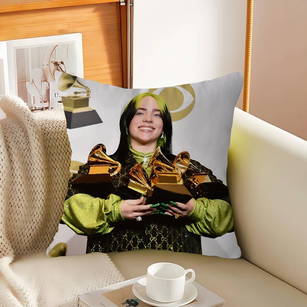 Singer B-Billie-Eilish Decorative Room Aesthetics Pillow Case Home Decor Bedroom Sofa Bed Couch Pillow Cover 45x45