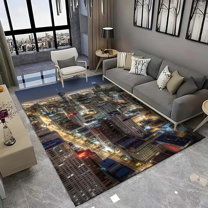 New York City Floor Mat Urban Landscape Rug Modern Cityscape Carpet for Living Room Bathroom Mat Doormat for Bedroom Home Decor