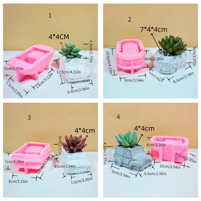 Versatile Silicone Mold Car Bus Shaped Planter Mould Creative Candle Holder Molds Home Decorations Gift for Flower Lover