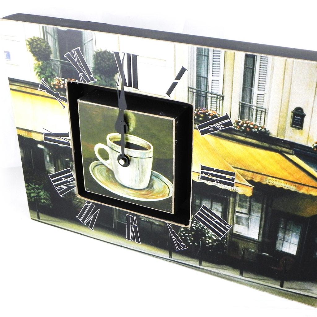 Les Trésors De Lily [I3433] - Wall Clock 'La Pause Café' Brown Green