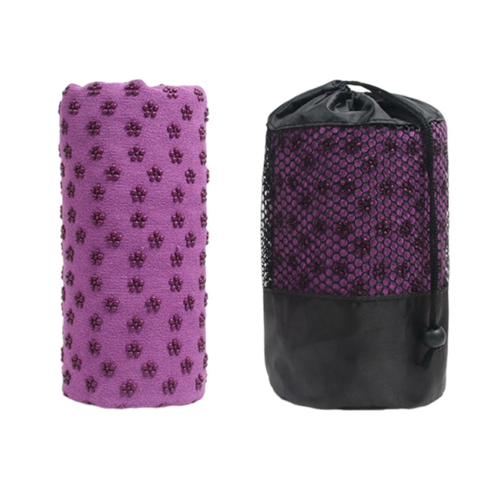 Soft Hot Yoga Towel with Mesh Carrying Bag Fitness Meditation Mat Grip Dots Sports Workout Blanket for Outdoor Travel Sports