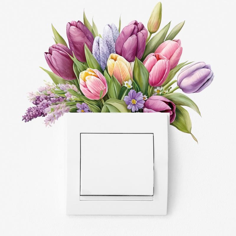Green Tulip Flower Wall Sticker for Bedroom & Living Room Decoration