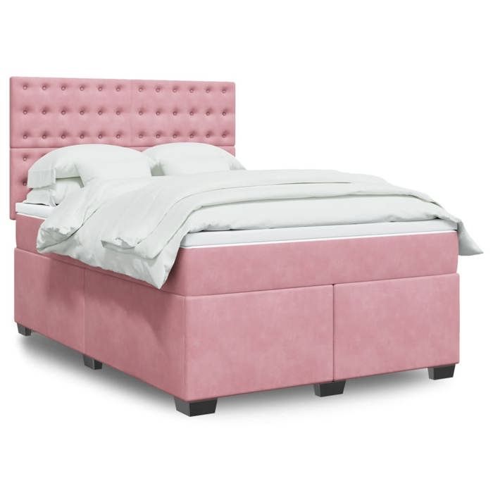Maison Exclusive - Sommier à lattes de lit avec matelas Rose 140x190 cm Velours