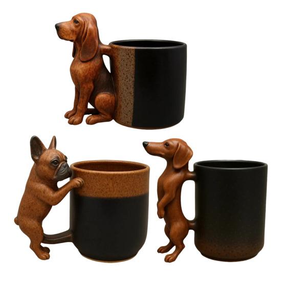 Dachshund Coffee Mug Handcrafted Bulldog Mug Funny Resin Animal Mug Personalized Gift for Dog Lovers