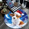 Christmas Puppy Round Area Rug,Carpet Rug for Living Room Bedroom Sofa Playroom Decor,Non-slip Floor Mat