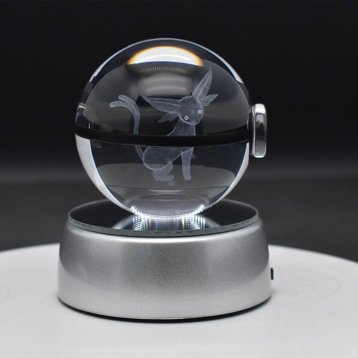 

Креативный хрустальный шар с 3D-изображением Солнца и Луны и покемона Иви: Красочный, Светящийся Детский Подарок Base: 6.3CM, Ball: 5CM