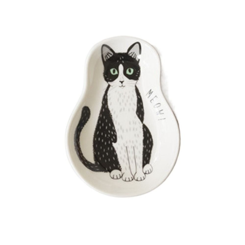 

Cute Water Drop Shape Plates Lucky Cat Pattern Fruit Plates Cat Condiment Disc Tableware style 3