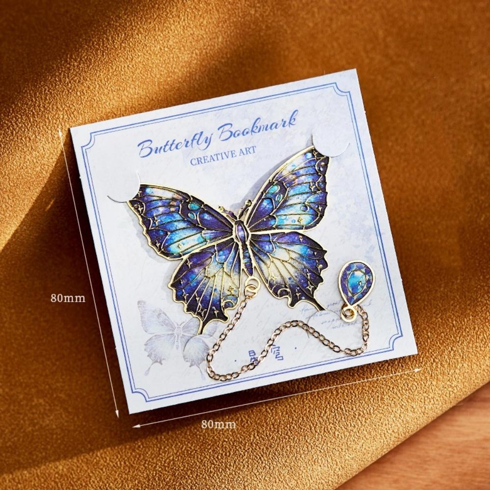 

Artistic Book Clip High-Quality Oil Painting Bookmark Exquisite Bookmark Separator Colorful Butterfly Metal Bookmark For Gift синий
