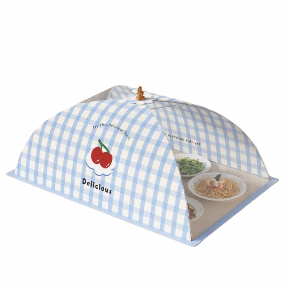 Cartoon Print Food Protective Cover Collapsible Foldable Food Protector Food Dish Cover Kitchen 70cm-Square Blue