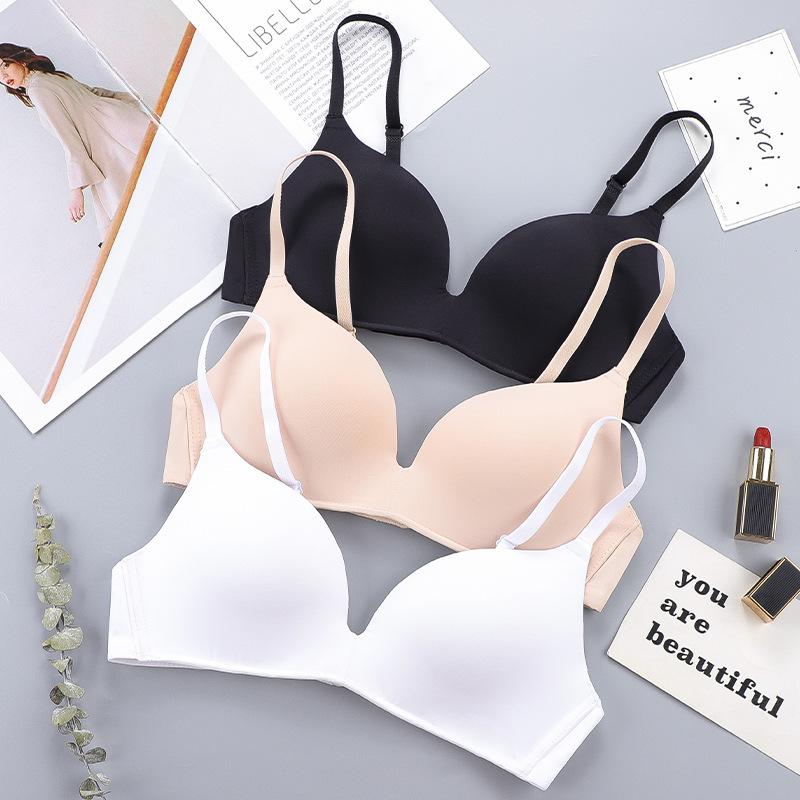 5 PCS Women's Solid Color Seamless Bras Sexy Deep V Bras Push Up Underwear Tops Female No Wire Lingerie 3/4 Cup Female A B Cup Brassiere