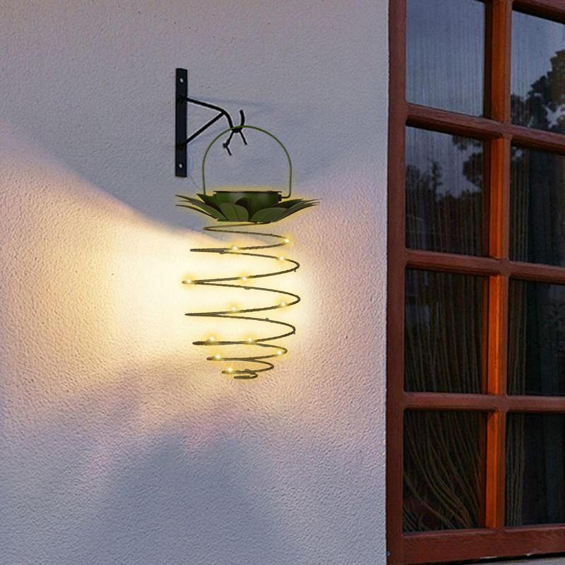 Spiral Lantern Light Solar Powered Pineapple Lamp Spiral LED Lanterns Outdoor Decorative String Wire Lights For Garden Patio