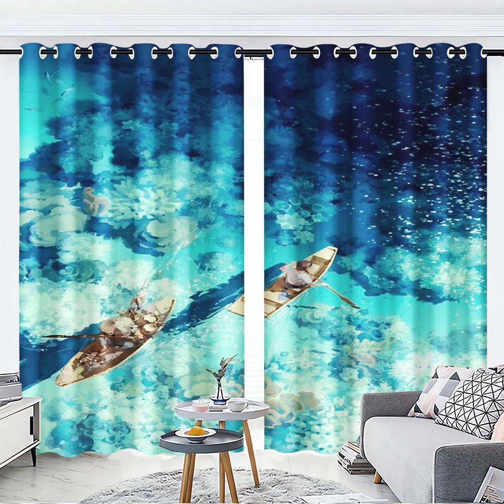 Landscape Cartoon Cute Fruit Print Home Style Decoration Polyester Window Children Bedroom Living Room Curtain Darkening Ideal For Sitting