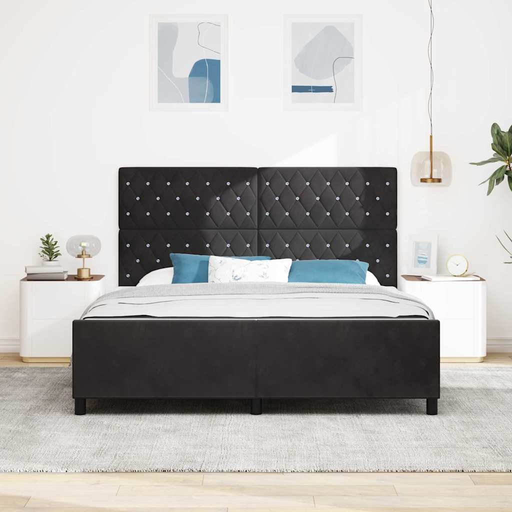 Boxspring Bed with Headboard Black 180 X 200 Cm Velvet
