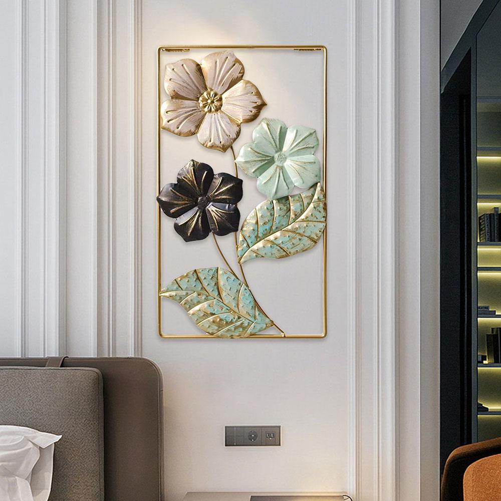 

Nordic Flower Wall Decor Ornament Iron Light Luxury Round Colorful Leaf Wall Hanging Подвеска Living Room Home Decoration