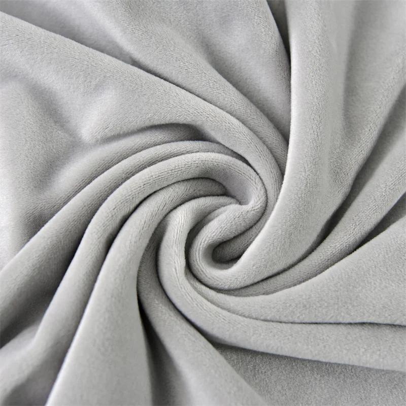 Velvet Ottoman Cover Elastic Square Rectangle Footstool Cover All-Inclusive Solid Sofa Footrest Stool Slipcovers For Living Room