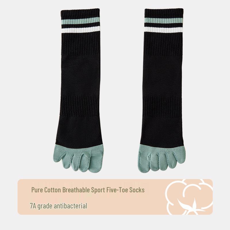 Men's Mid-Calf Antibacterial Cotton Split-Toe Socks - Sweat-Absorbent, Odor-Resistant, Striped, Elastic, Boneless Design for Spring/Summer