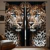 2 Panels Leopard Printed Curtains Blue Eyes Big Cat Animal Pattern Polyester Living Room Bedroom Window Drapes Home Decor