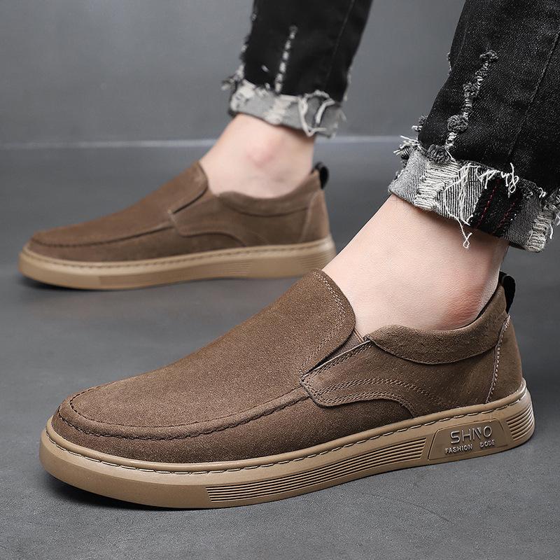 Autumn New Shoes for Men Genuine Leather Casual Shoes Simple Flat Skateboard Shoes Fashion Slip-on Loafers