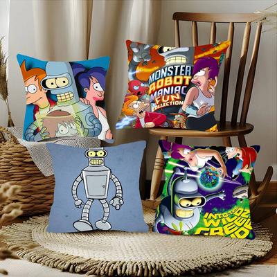 Anime Futurama Kissenbezug Quadratisches Kissen Schlafzimmer Sofa Freizeit Komfort Kissen Auto Heimdekoration