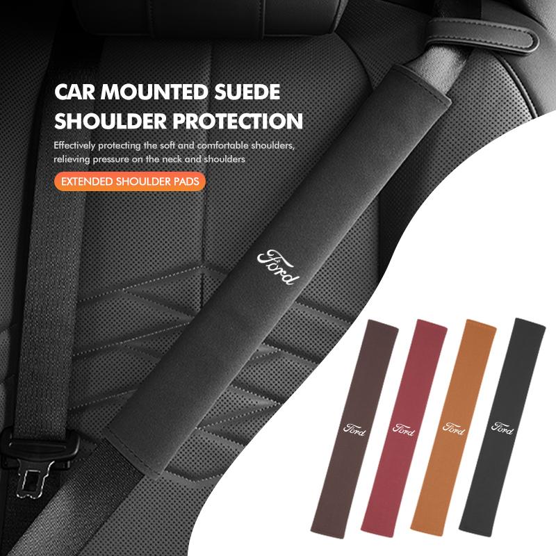 JQOZ8 Extended Suede Car Seat Belt Shoulder Pad Pressure Relief Cushion For Ford Escort KA Flex Everest KA Expedition Falcon Fusion