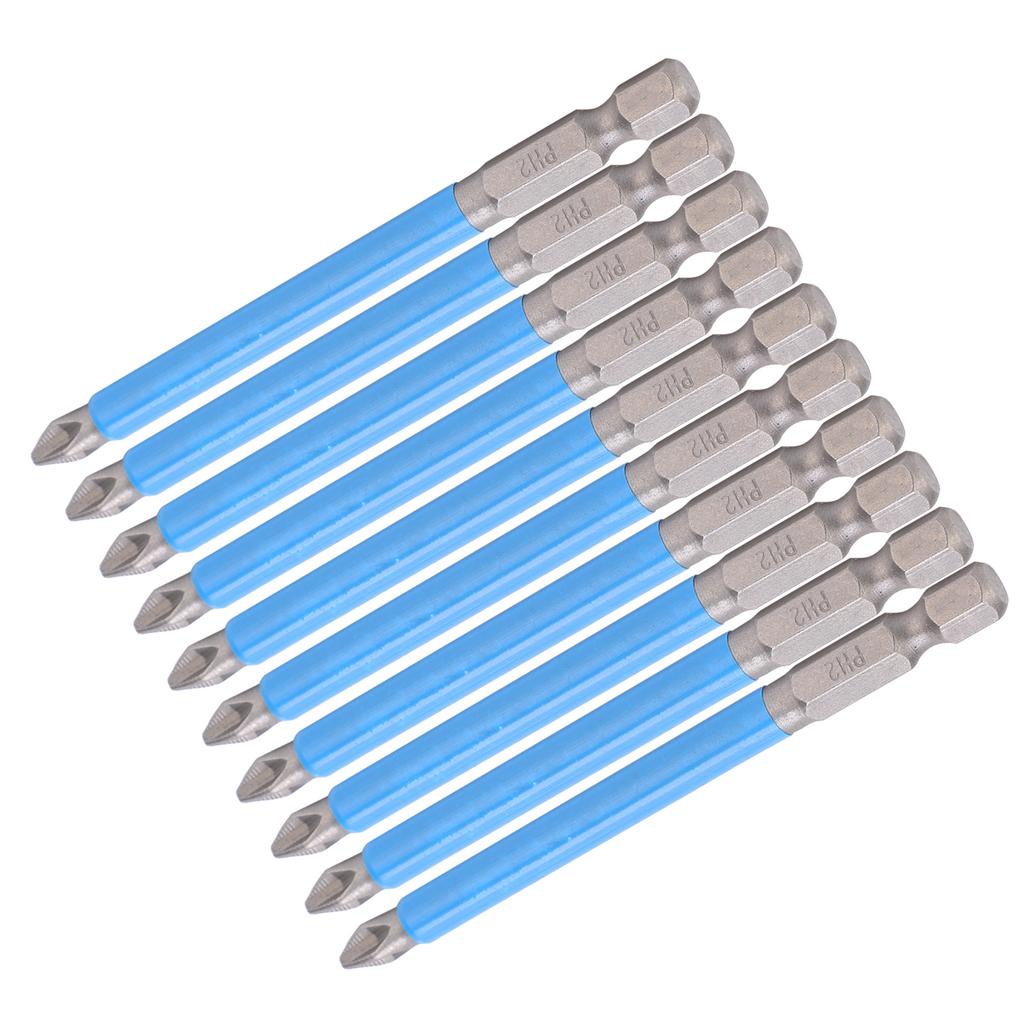 10Pcs Cross Screwdriver Bits 90mm PH2 NonSlip Magnetic Electric Drill Bits Accessory