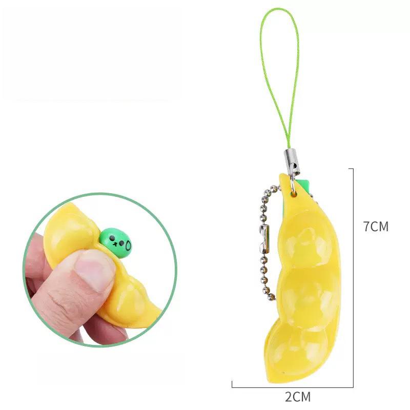 Fidgetleksaker Edamame Squishy Nyckelring Stresslindring Klämbönor Bönor Söt Vuxenleksak Avstressningspaket