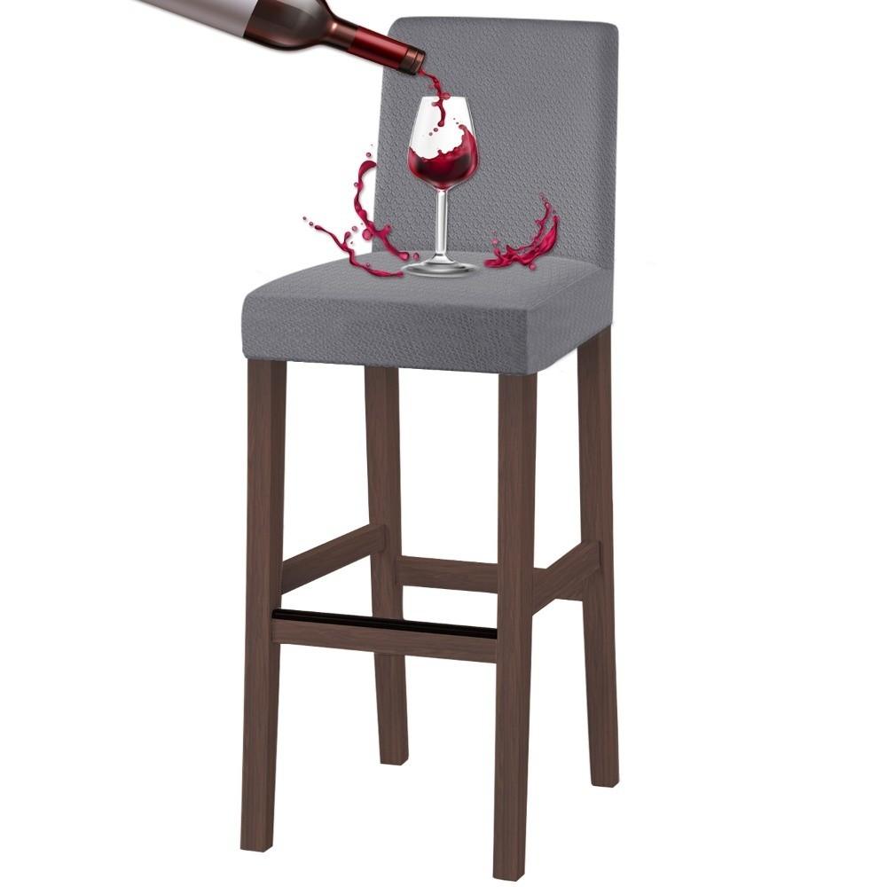 

Durable Short Back Bar Chair Cover Elastic Stretch Jacquard Bar Stool Seat Covers Waterproof Dustproof Slipcovers Dining Room светло-серый