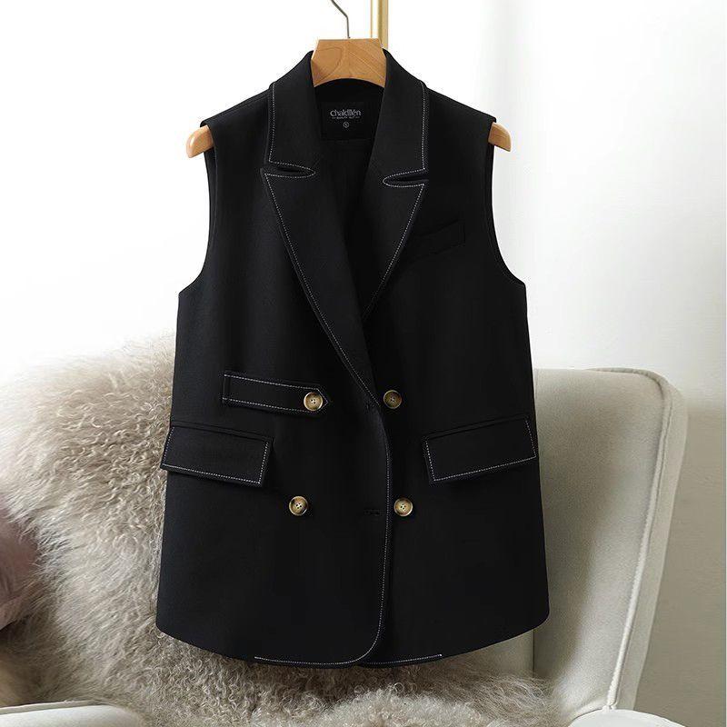 

Simple Women Vest Jacket Fashion Blazer Casual Outerwear Versatile Stitching Design XXXL