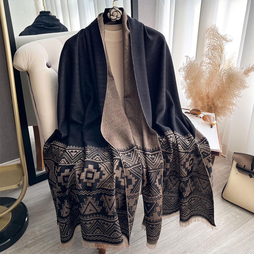 New Elegant Ladies Muslim Hijab Golden Thread Long Scarf With Spring And Autumn Coldproof Scarf Decoration Shawl Wrap Headscarf
