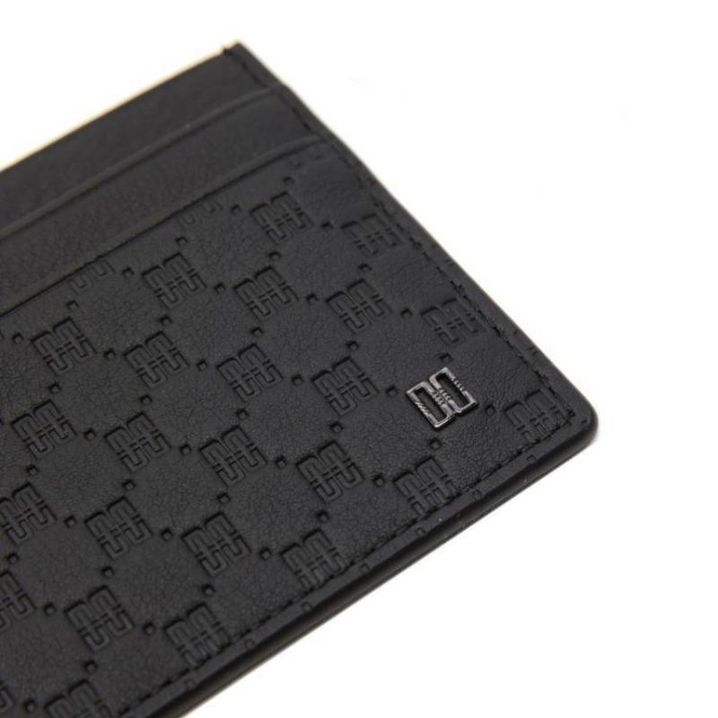 Daks Black Imported Leather Card Holder Louis Embossed Dd Pattern