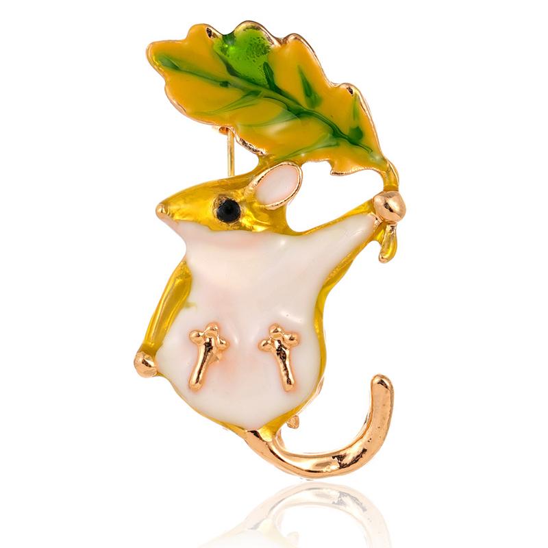 Broche Souris Cartoon Feuille Levée Personnalité Tout Corsage Manteau Manteau Femmes Accessoires Broche Zodiaque