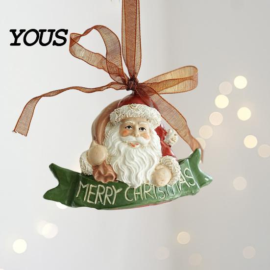 Seasonal Branch Decorations Christmas Resin Animal Ornament, Vintage Hanging Decor with Ribbon, Cute Bow Souvenirs Dog Santa Bear Patterns Xmas