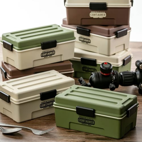 Großvolumige 900ml Behälter-Lunchbox, Einlagig, für Männer (Beige x Braun)