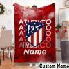 Custom Name Atletico Madrid Crest Throws Blanket Flannel Blankets for Couch Bed Gifts for Men Women Picnic blanket Christmas fan gifts