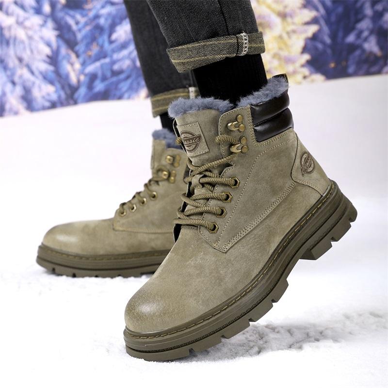 Pánské vysoké boty na volný čas Ručně vyráběné plyšové boty Ležérní boty Podzimní a zimní boty
