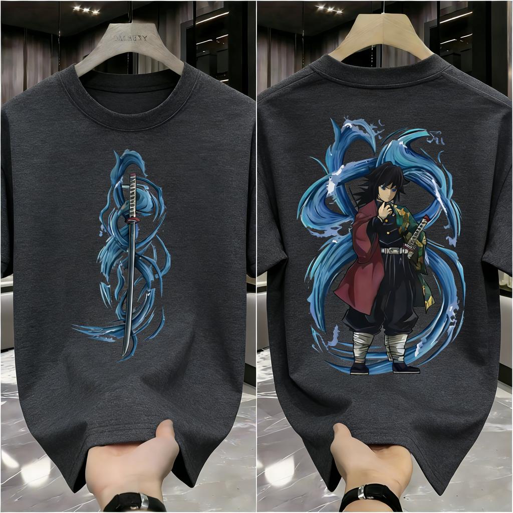 Plus Size Demon Slayer Anime Print Men and Women Tshirt Casual Parentchild Top Fashionable Summer Cotton Harajuku Y2K Street