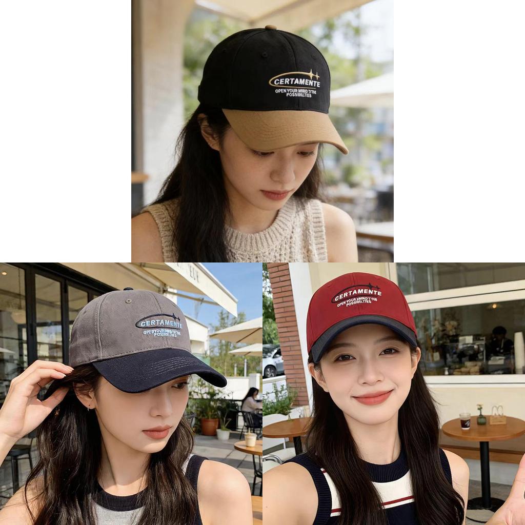 Embroidered Letter Baseball Cap With Wide Brim Sun Hat For Men Women