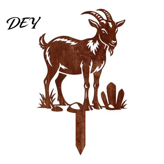 Metal Animal Silhouettes Rusty Garden Stakes, Hen/Chicken/Goat/Deer Yard Art Silhouette Decor for Backyard Vegetable Lawn Patio Flower Bed,