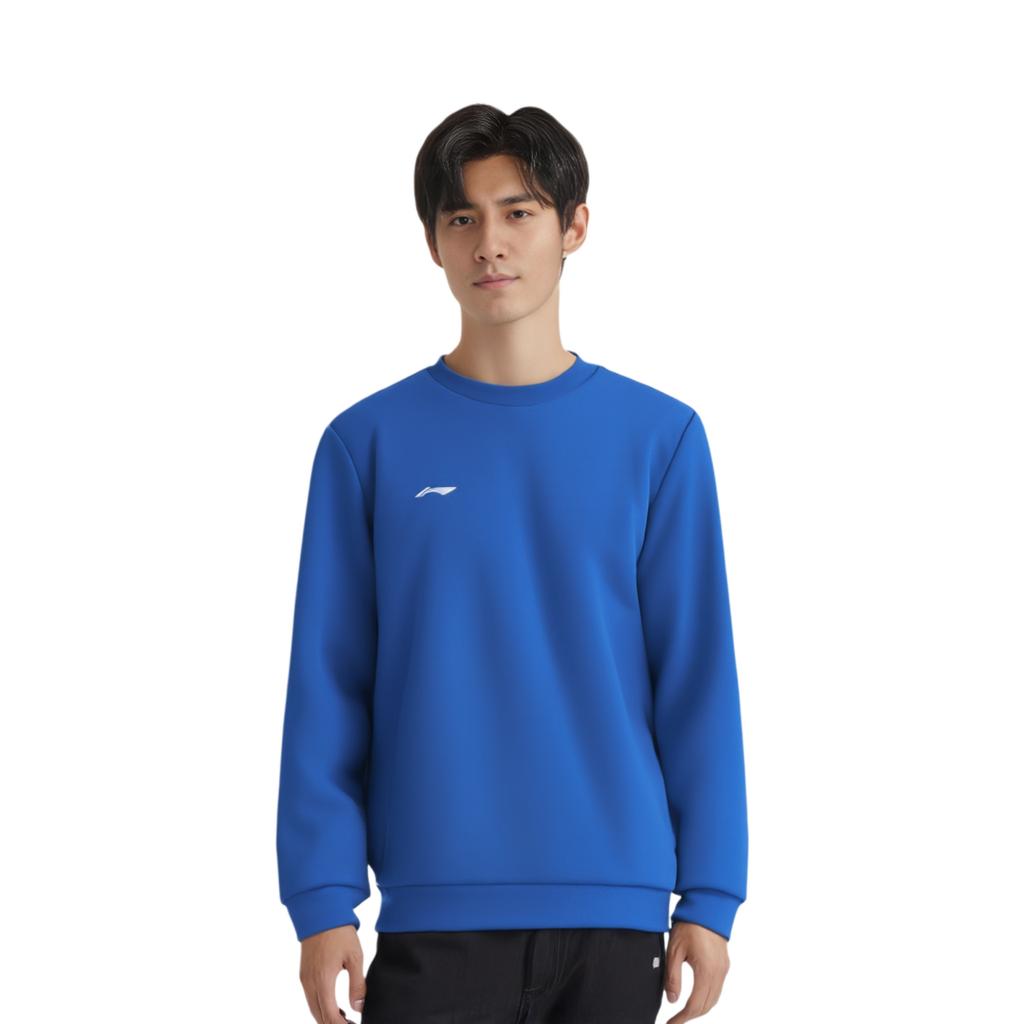 Li Ning Comfortable Casual Round Neck Solid Color Sweatshirt Men sweatshirt Light-Blue AWDUB25-4