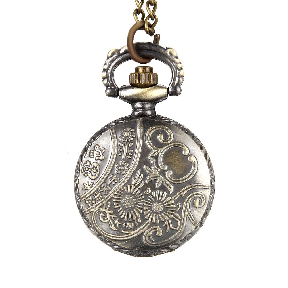 Vintage kvarts lommeur Legering hul utskåret kvarts lommeur med kjede halskjede anheng gaver til kvinner Mann