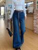 2026 Spring Women's High-Waisted Retro Micro-Flare Jeans: Slimming Wide-Leg Loose Barrel Pants